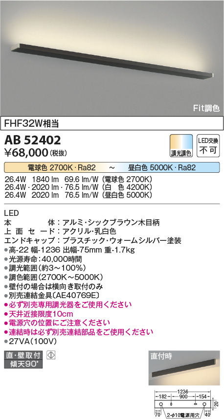 日本製】 AB52392 コイズミ照明 LEDブラケットライト Fit調色 confmax
