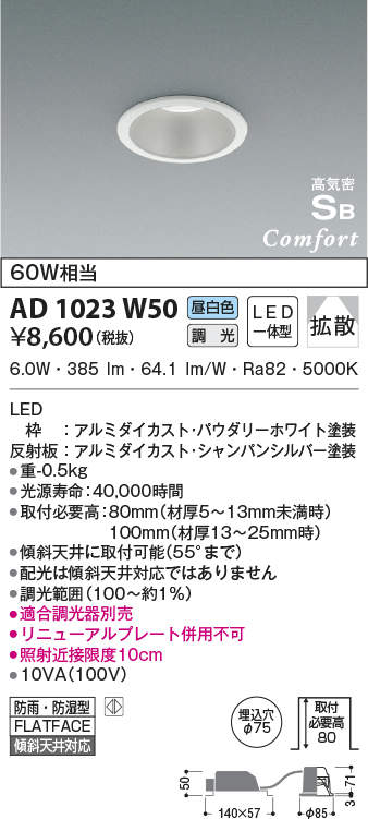 88％以上節約 LEDベースライト 埋込型 450 8000lmクラス 調光 電球色 AD92230 AE50800