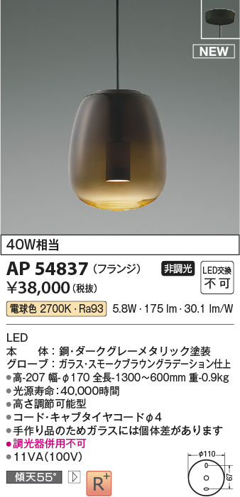 AP54837 | 照明器具 | LEDペンダントライト Minimal Rustic Gradation