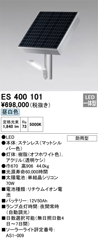 オーデリック エクステリアLEDハイパワー投光器[水銀灯700W相当][昼白色][白色][[防雨型][傾斜天井対応]XG454047 - 1