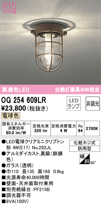 お待たせ! オーデリック OG041659LC1 エクステリア LEDポーチライト 白熱灯器具40W相当 別売センサー対応 電球色 防雨型 
