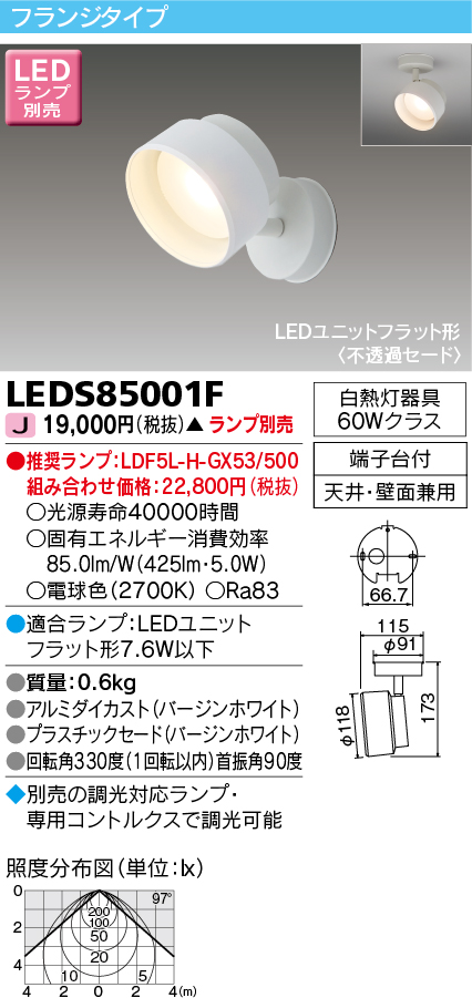 LEDS85001F | 照明器具 | LEDユニットフラット形 スポットライト 不