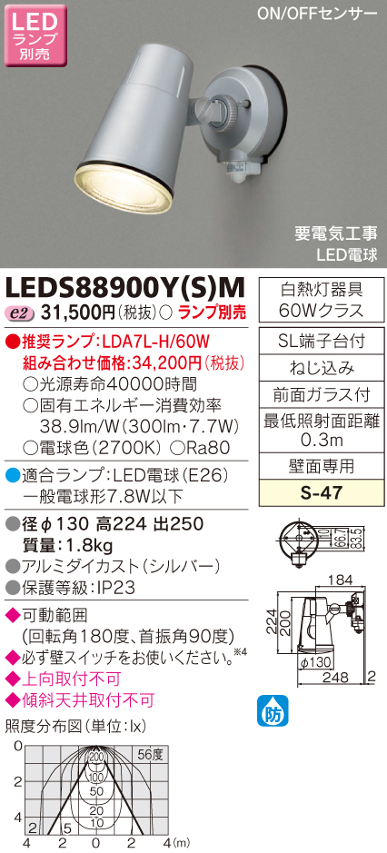 東芝 LEDS88901Y(S)M LEDアウトドアブラケット(ランプ別売) - 2