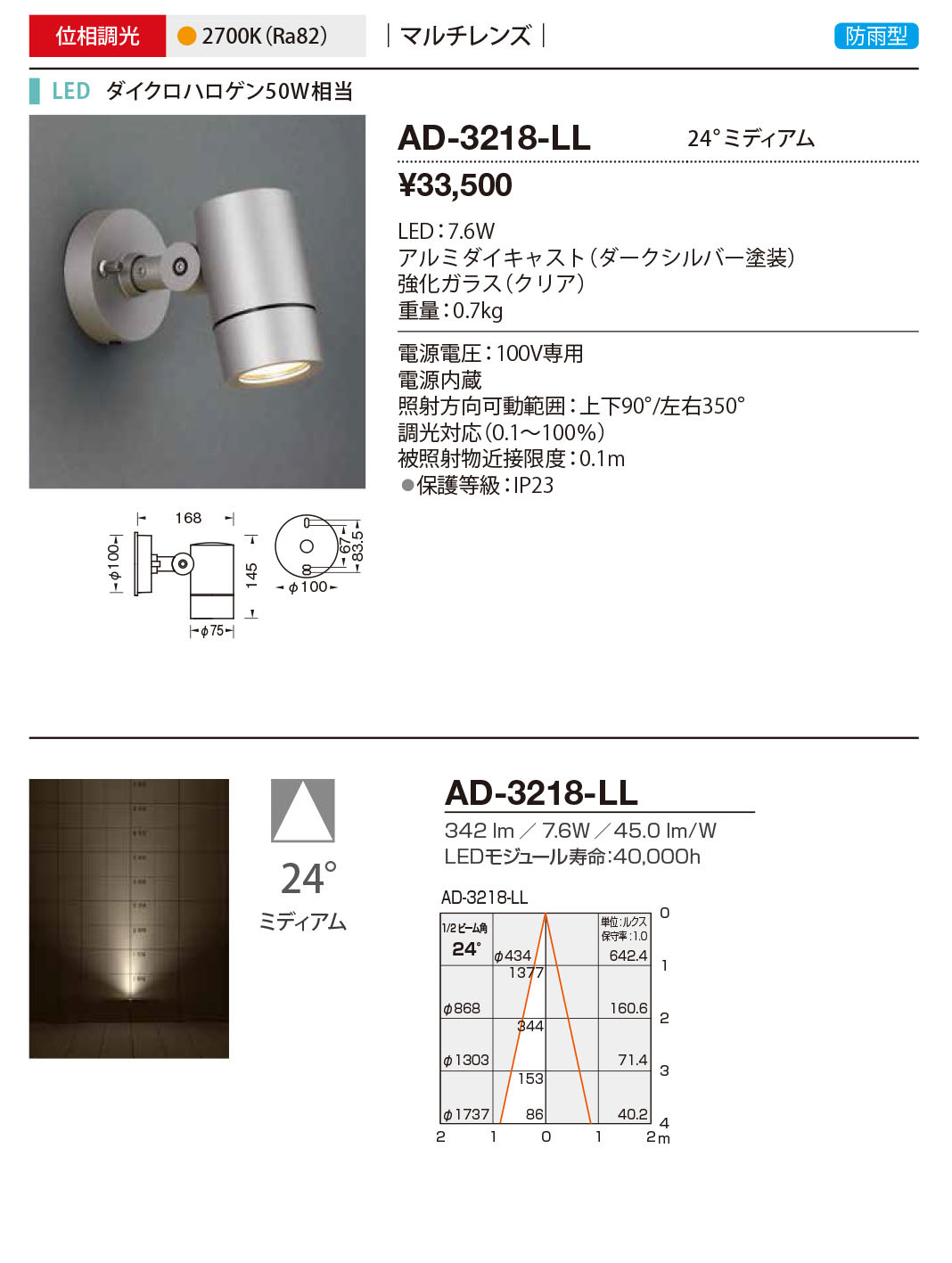 AD-3218-LL | 照明器具 | エクステリア LED一体型 スポットライト