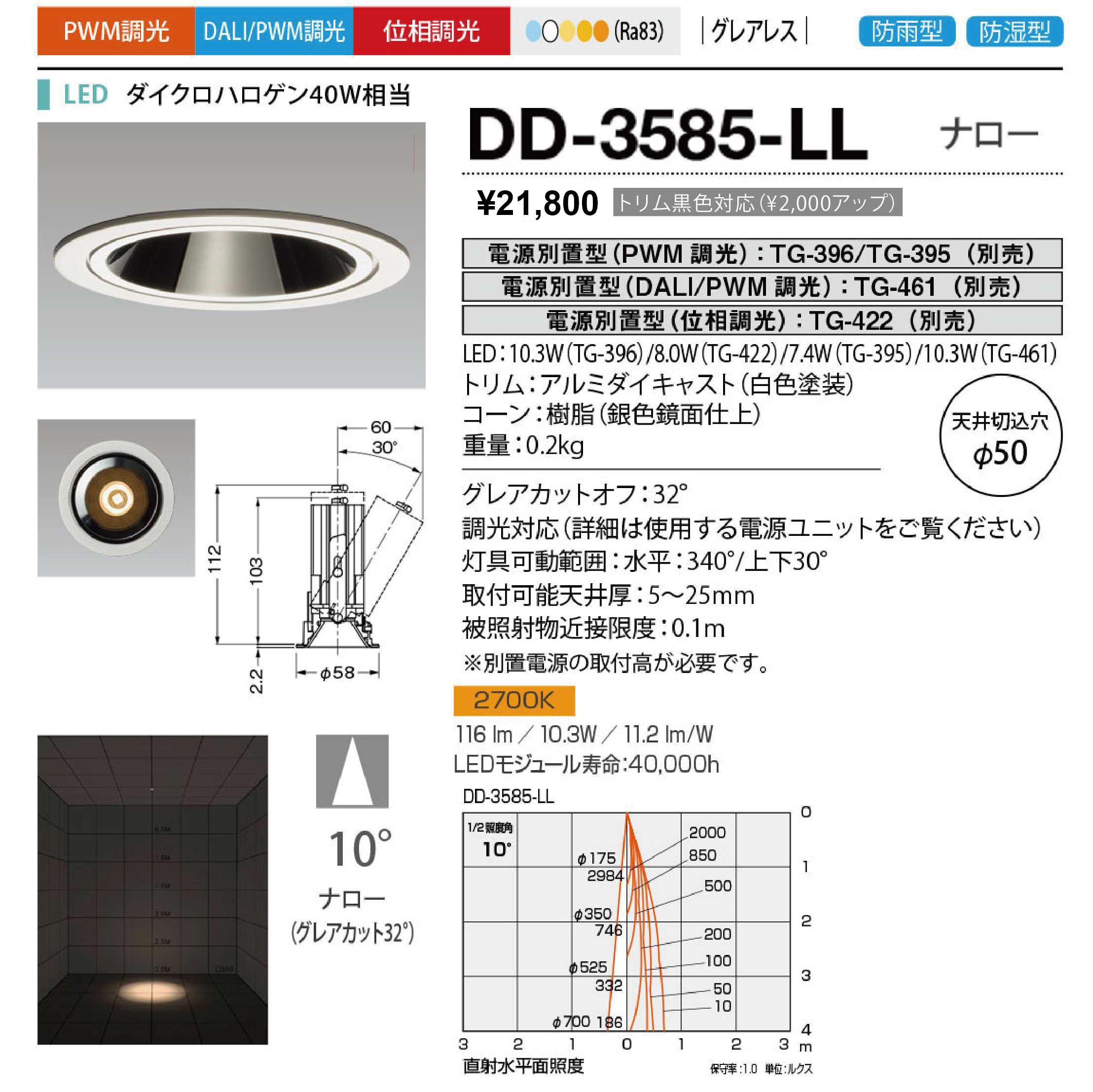 DD-3585-LL | 照明器具 | LED一体型 軒下用ダウンライト Unicorn NEO