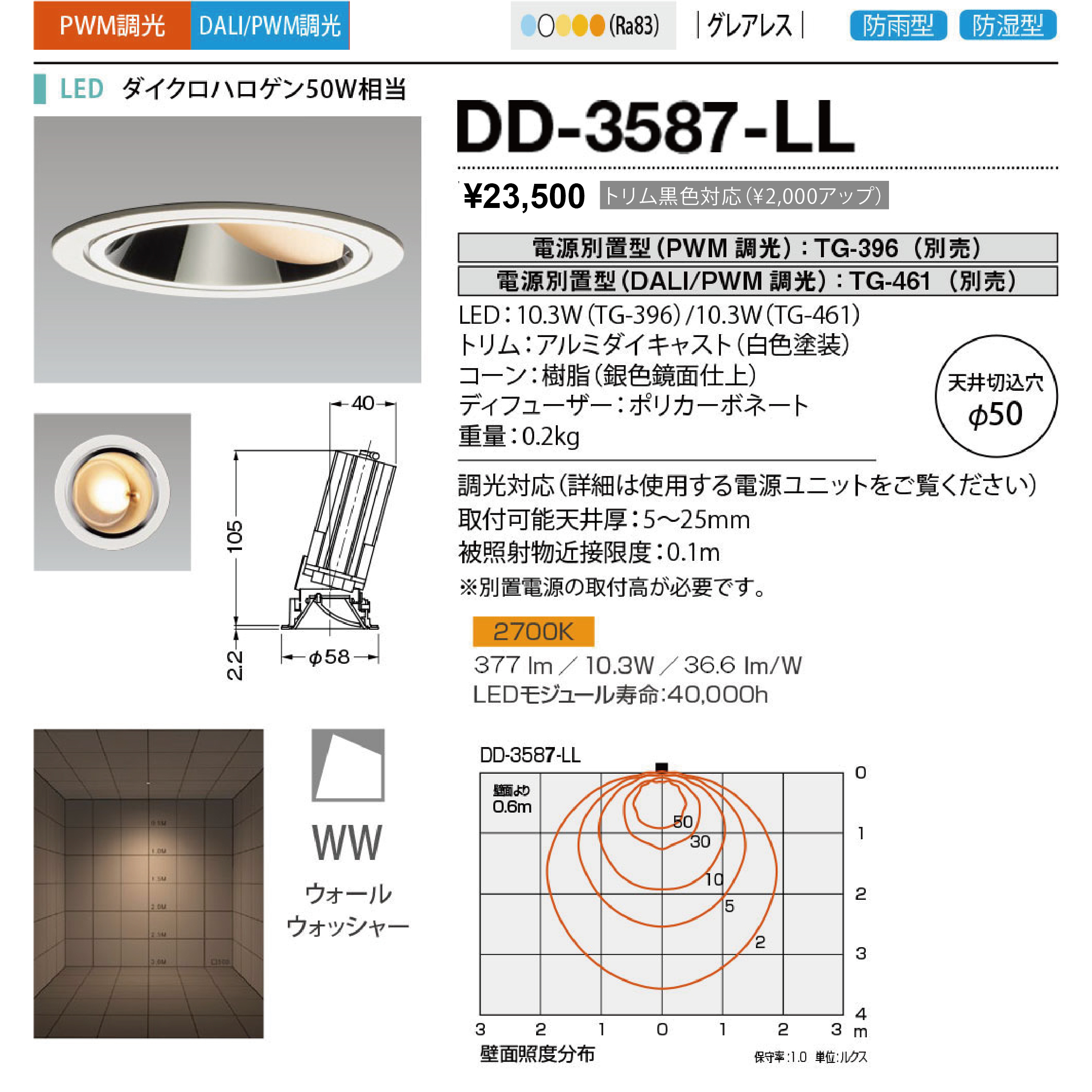 DD-3587-LL | 照明器具 | LED一体型 軒下用ダウンライト Unicorn NEO