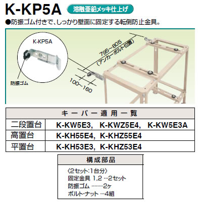 K-KP5Gパッケージエアコン用シリーズ RGキーパー関連部品 壁面補助金具 溶融亜鉛メッキ仕上オーケー器材(ダイキン) エアコン部材