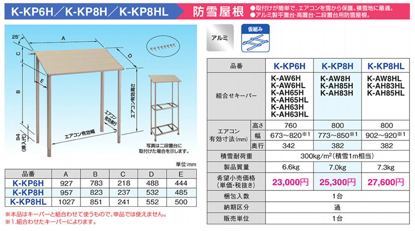 K-KP8Hアルミキーパー 関連部品 防雪屋根オーケー器材(ダイキン) エアコン部材