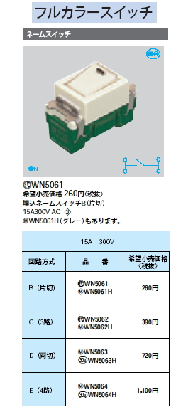 WN5064フルカラースイッチ 埋込ネームスイッチE 4路Panasonic 電設資材 工事用配線器具