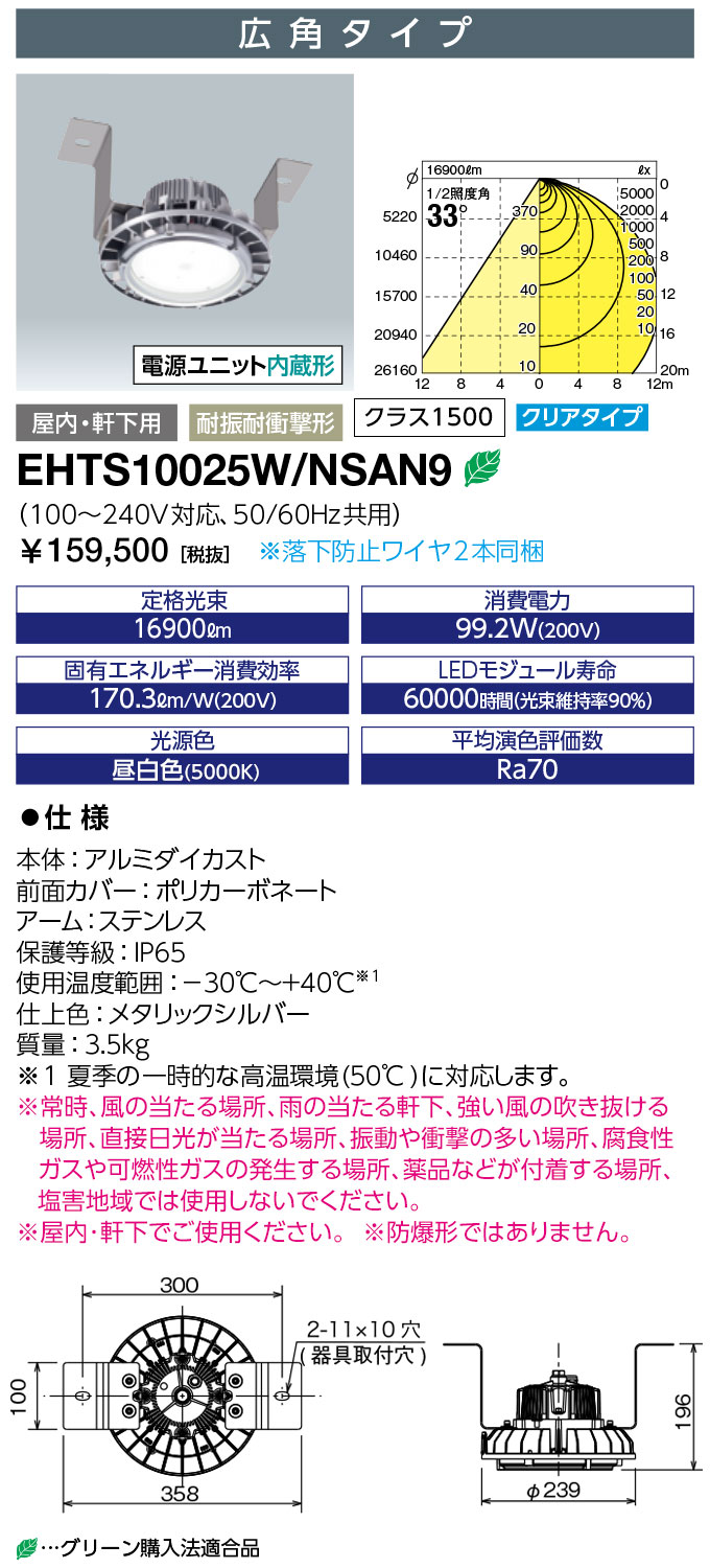 西九州新幹線 岩崎電気 レディオック ハイベイ シータ EHTS10025W