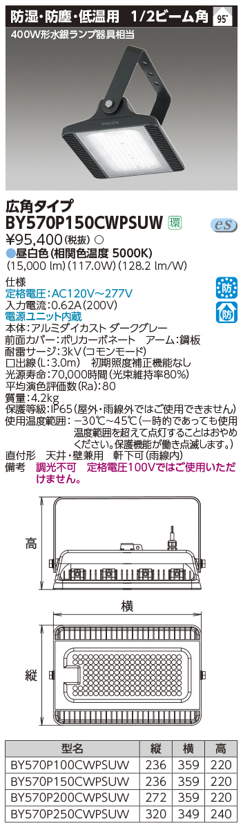TOSHIBA :.東芝ライテック BY570P150CWPSUW 防湿防塵低温 高天井ＬＥＤ照明器具 ＬＥＤ照明器具