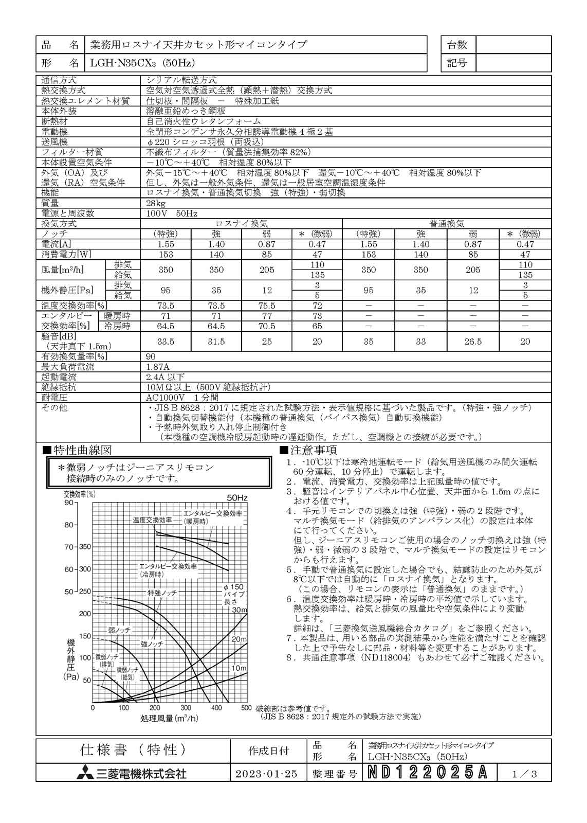 LGH-N35CX3 三菱電機 業務用・工業用換気扇 ○ 業務用ロスナイ 天井