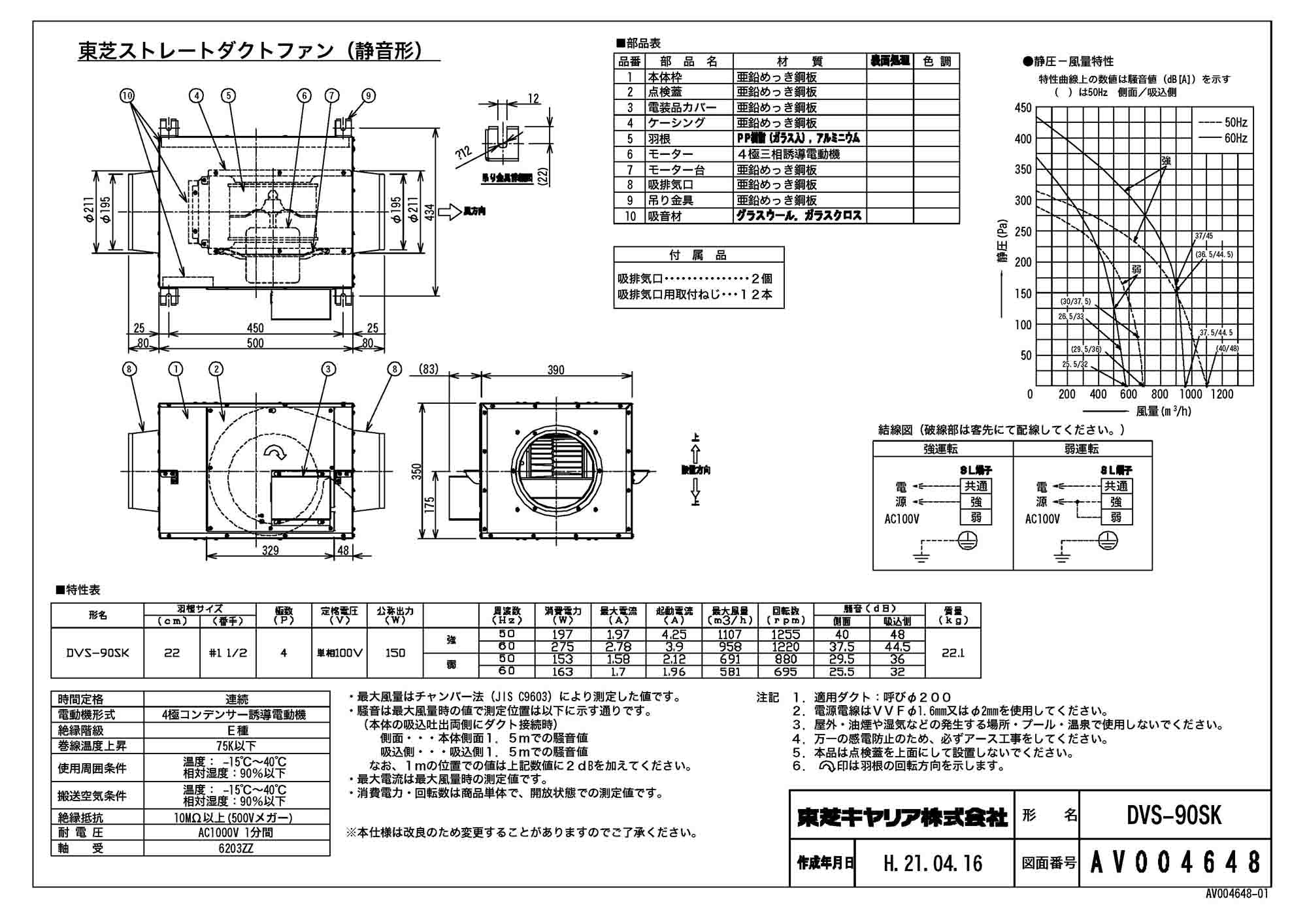 東芝 DVS-50SUK ストレートダクトファン(消音形・単相100V・φ200) - 3
