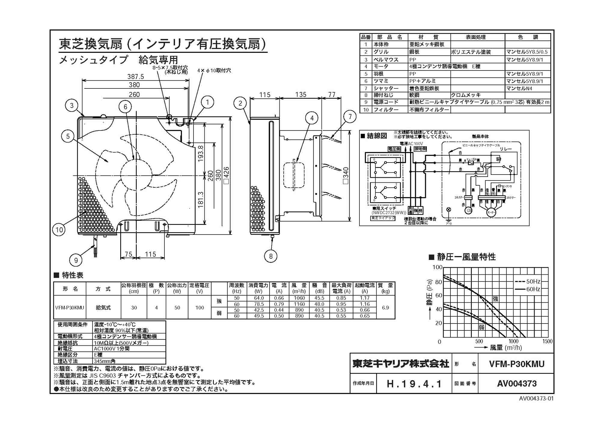 東芝 産業用換気扇部材 【VP-50-FU】(鋼板製) 有圧換気扇フィルター