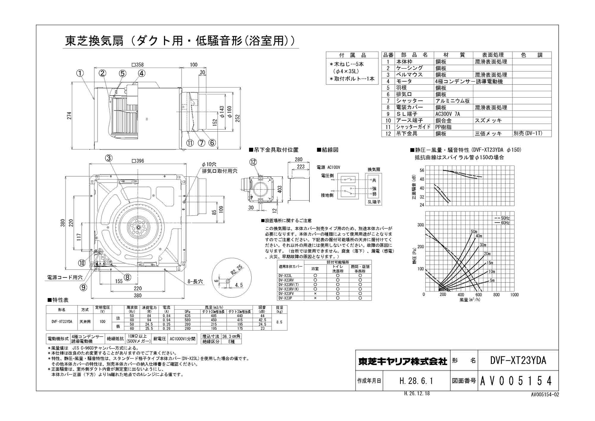 DVF-XT20 DV-X20RV 東芝 低騒音ダクト用換気扇(インテリア格子、φ150用) - 3