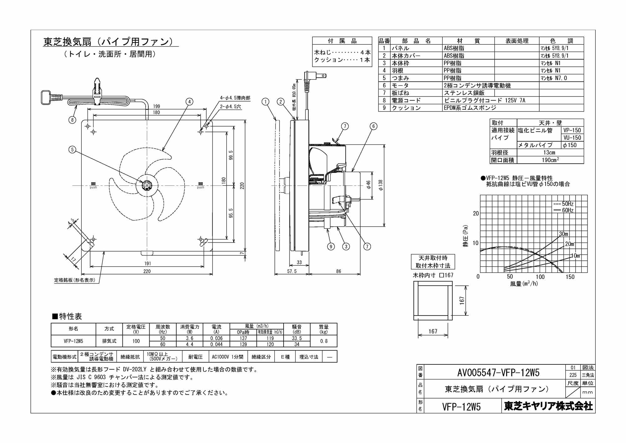 東芝（TOSHIBA） 換気扇 VFP-8XS2 パイプ用ファン 圧力形パイプ用