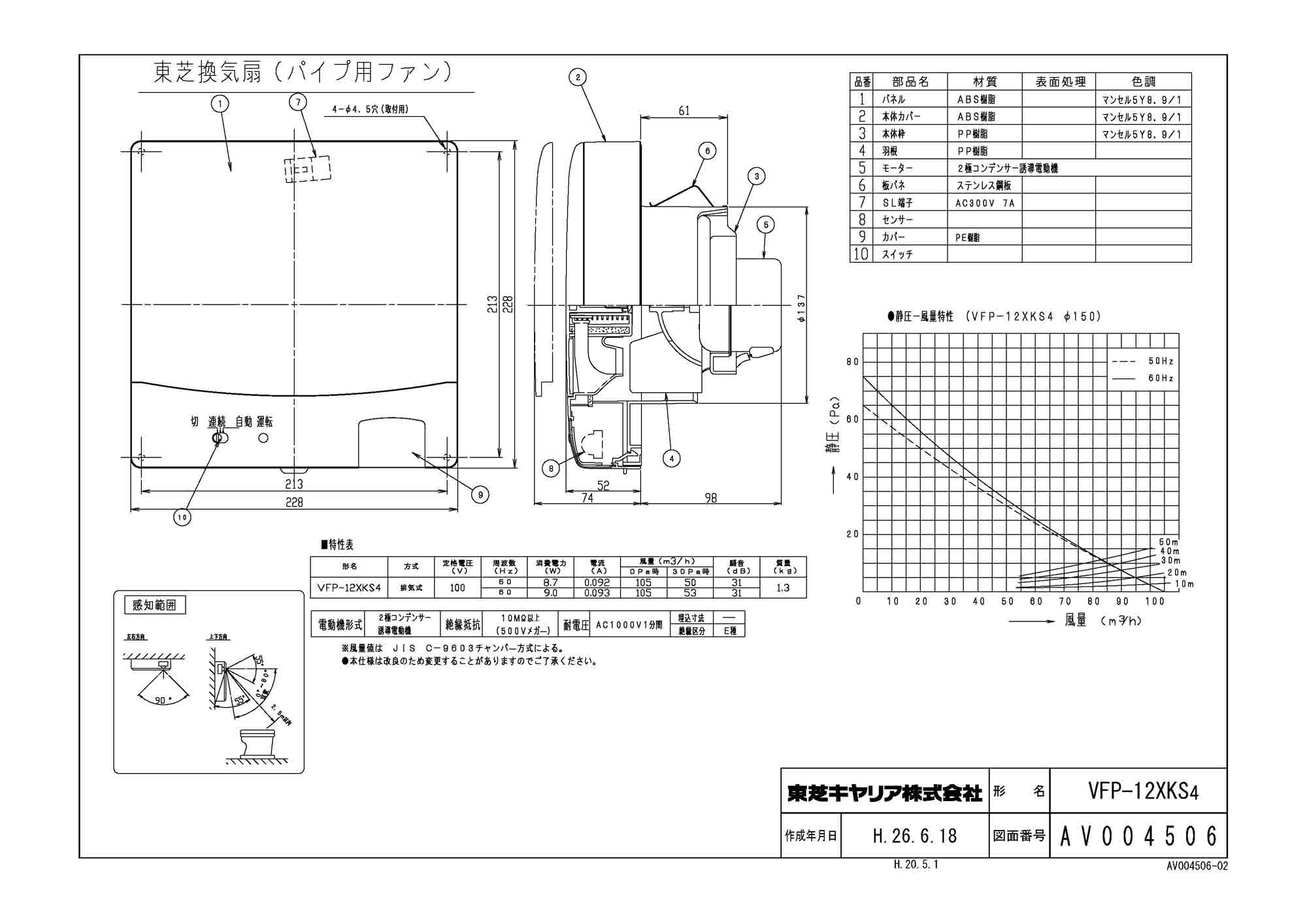 東芝 TOSHIBA 圧力形パイプ用ファン VFP-12XASD4 - 3