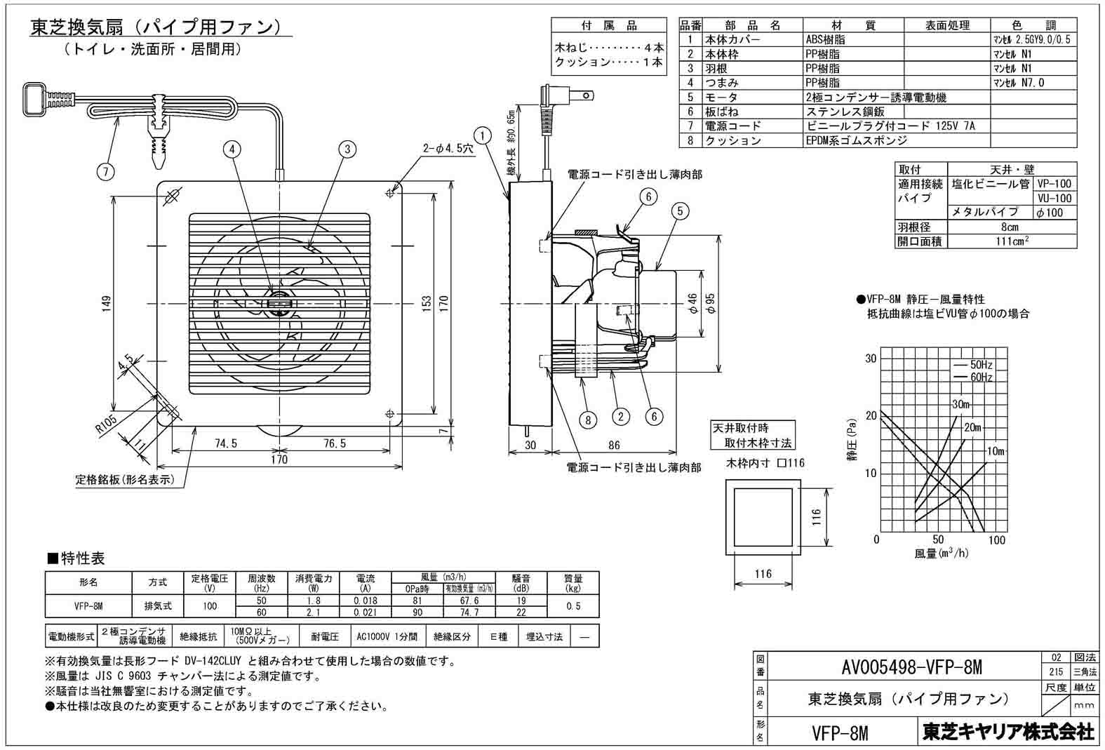 ポイントアップ中 VFP-8WUF3(T) 東芝キヤリア TOSHIBA 風量形パイプ用