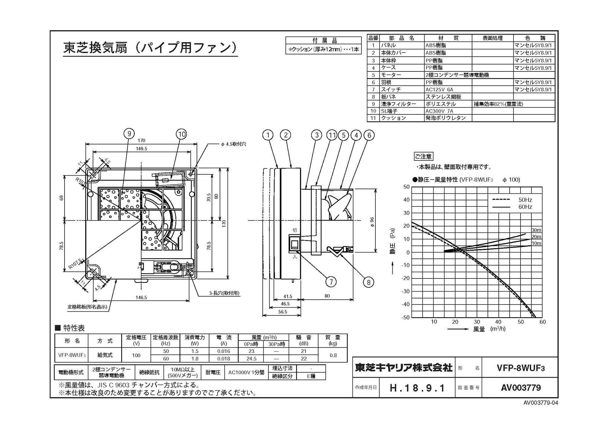 東芝 TOSHIBA 圧力形パイプ用ファン VFP-8XKSD2 - 3