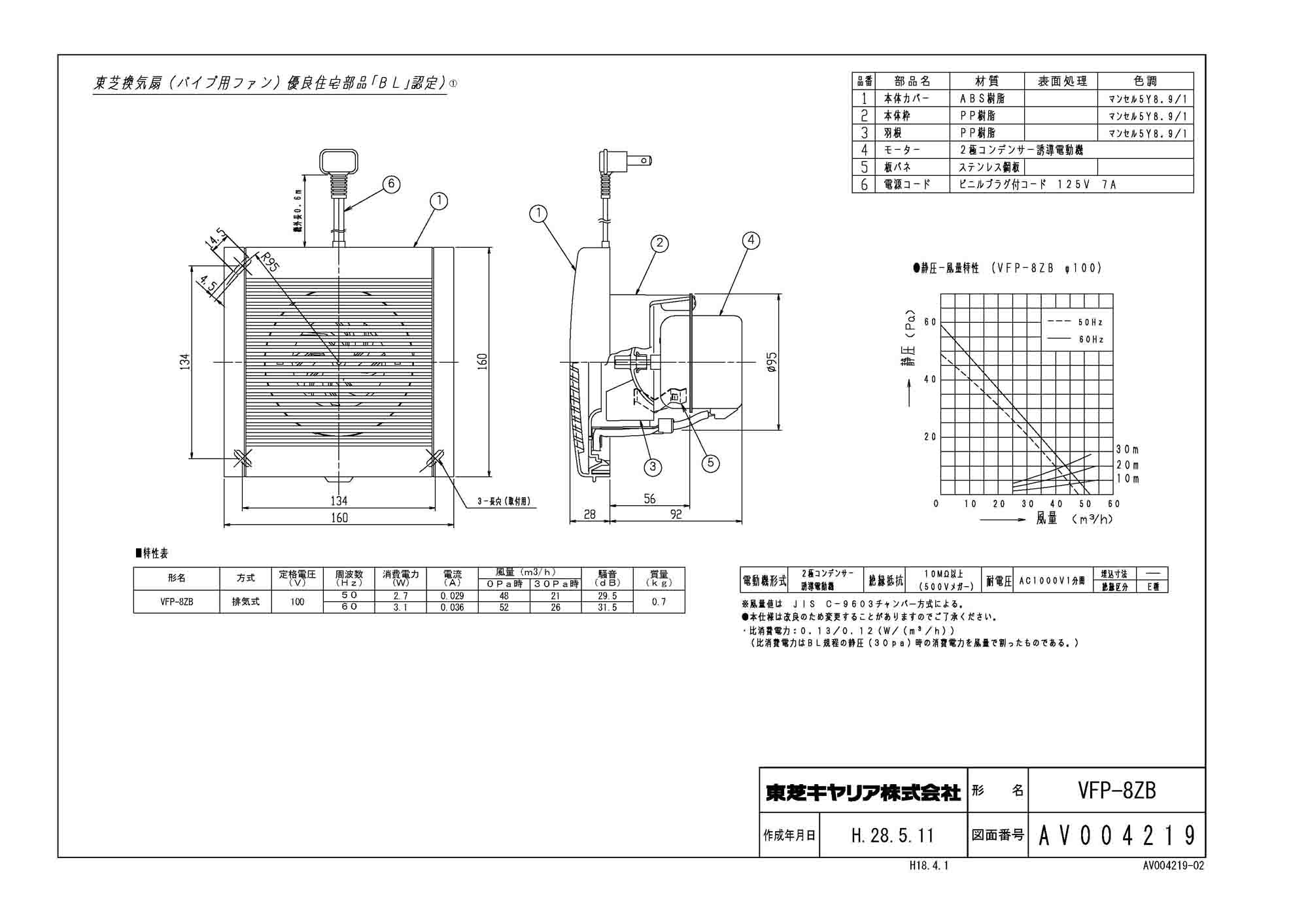東芝 TOSHIBA 圧力形パイプ用ファン VFP-8XHS2