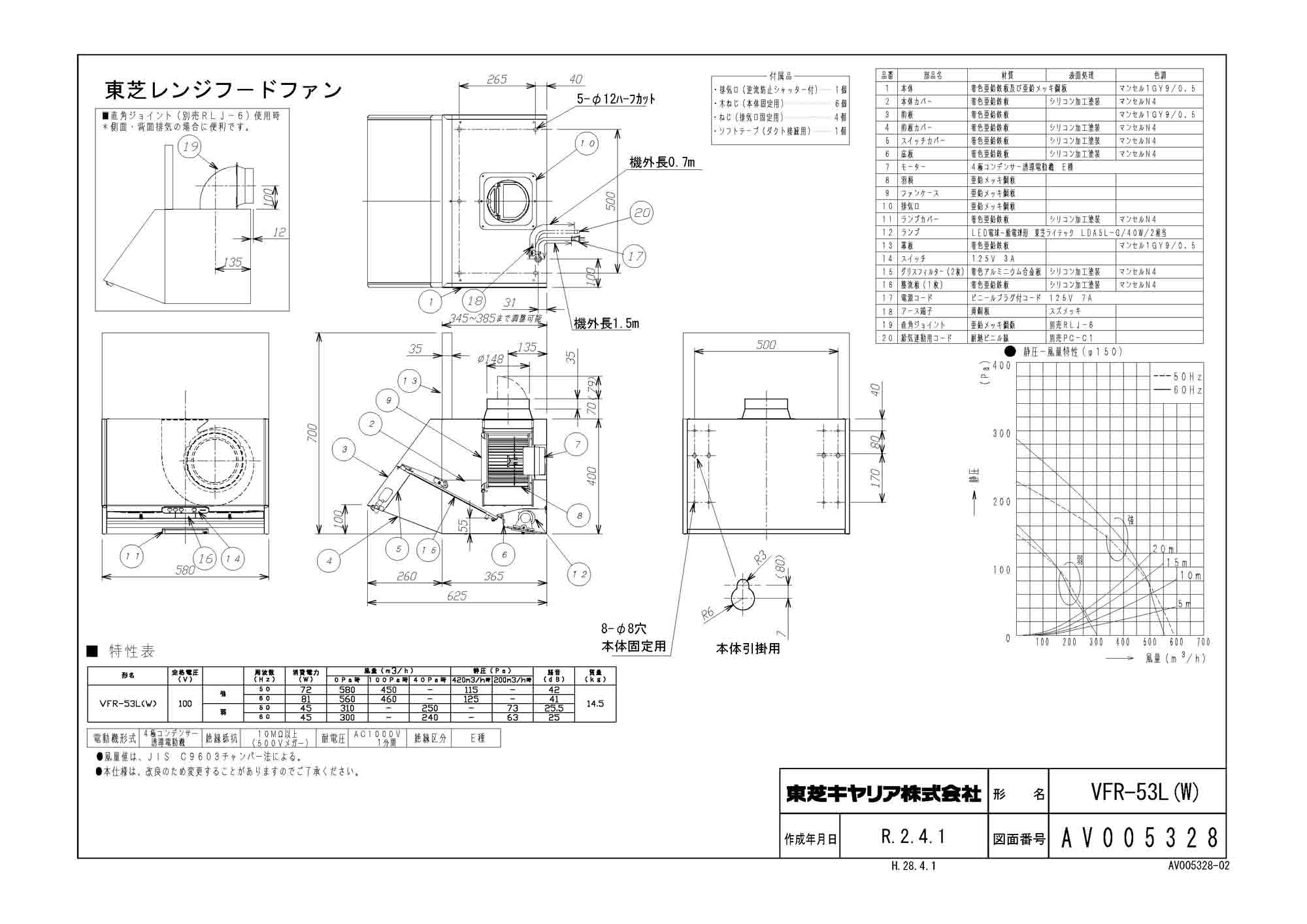 TOSHIBA 東芝 VFR-64LJDB(W) ホワイト レンジフードファン  (三分割構造・シロッコファンタイプ・BLIV型・給気電動シャッター連動タイプ・60cm巾)