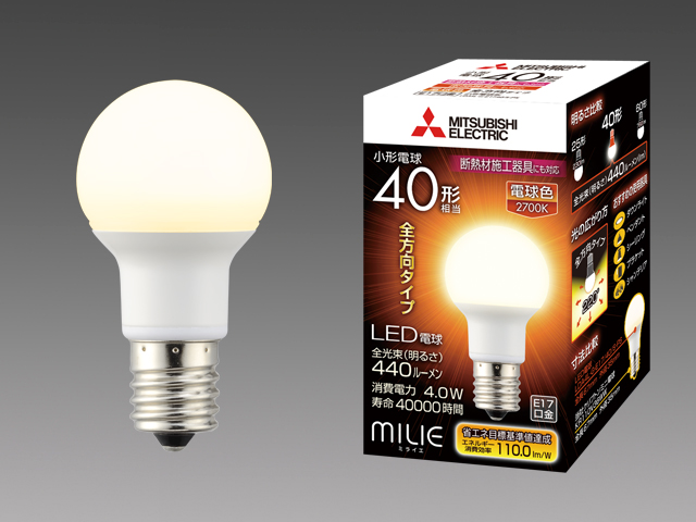 LDA4L-G-E17/40/S-PSLED電球 全方向タイプ小形電球40形 4W 電球色三菱電機 ランプ 照明