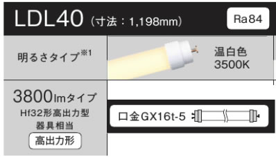 LDL40SWW2935K-pana | ランプ | LDL40S・WW/29/35-K直管形LEDランプ L