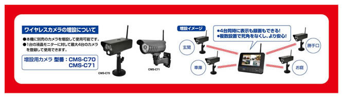 CMS-7001 防犯・セキュリティ用品 ワイヤレスカメラ＋モニターセットELPA 朝日電器 セキュリティ用品 タカラショップ